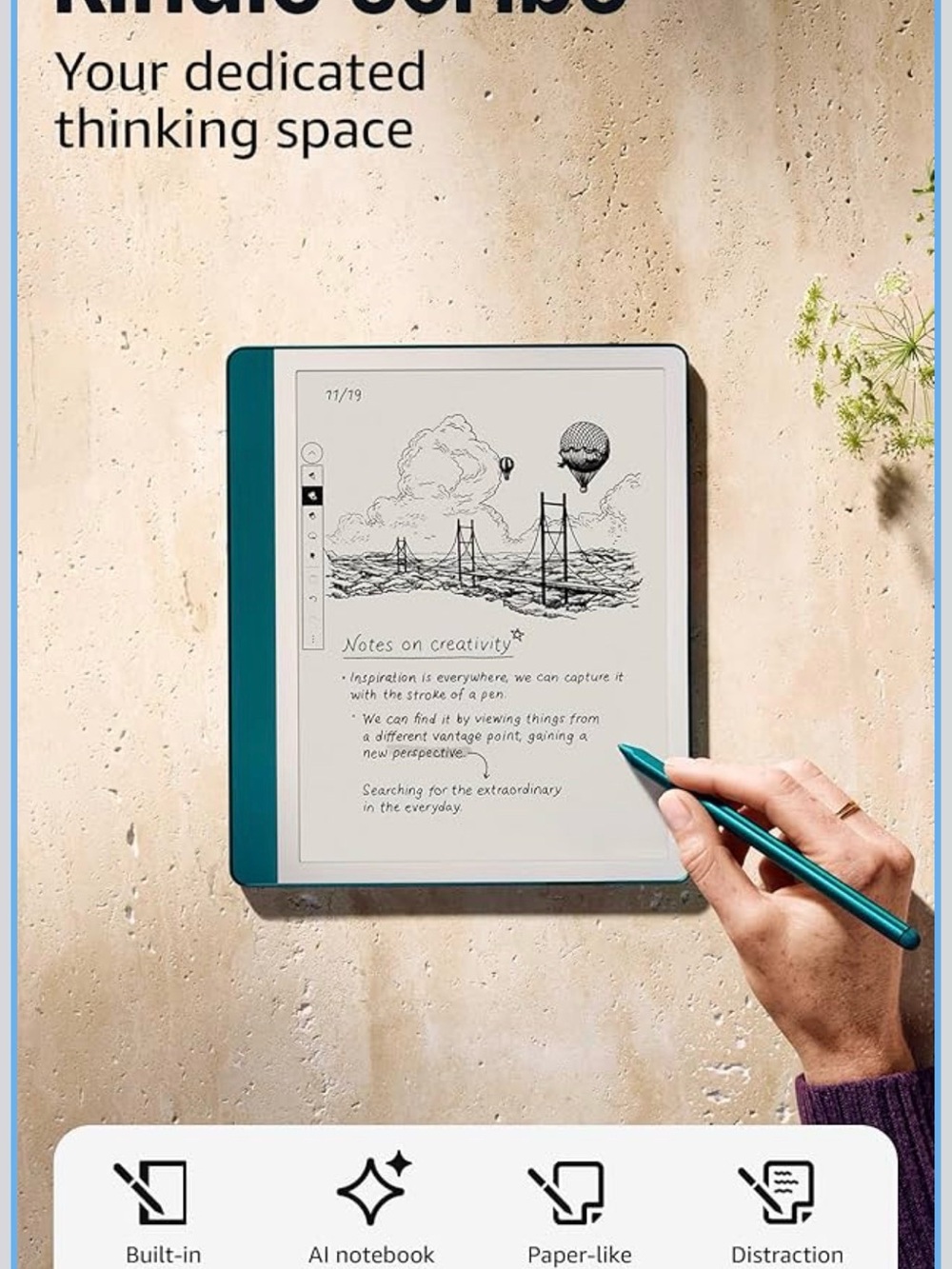 Amazon Kindle Scribe Teal & Teal Stylus eBook Reader. 64 GB. - Picture 7 of 15